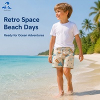 Shorts de plage unisexes pour enfants Phayon, imprimé spatial, UPF 50, séchage rapide, respirant, 120g polyester élasthanne, taille élastique avec cordon de serrage