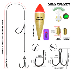 <span class=keywords><strong>Flotteur</strong></span> de pêche OEM en bois avec perle phosphorescente et accessoire d'hameçon pour thon, pour la pêche au bar, à la truite, au brochet et à la carpe - Product Image 2