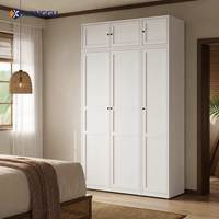 Armoire moderne en acier blanc avec rangement supérieur, organisateur de vêtements pour chambre à coucher, meuble d'intérieur pour condo