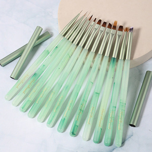 Kit professionnel de pinceaux à ongles en gel avec manche en plastique pour le nail art, le liner, la peinture, la conception, la manucure, l'extension d'ongles en salon - Product Image 1