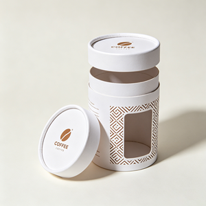 Recyclable Cylindrical Packaging With Transparent <b>Window</b> Custom Made For Coffee Bean Retail Display And Gift Pack - Product Image 2