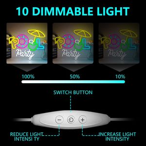 Letreros LED de Neón para Fiestas en la Piscina, Regulables, Alimentados por USB, Luz Ambiental, Decoración para Escaparates, Luz Indicadora de Calle, Personalizables - Product Image 3