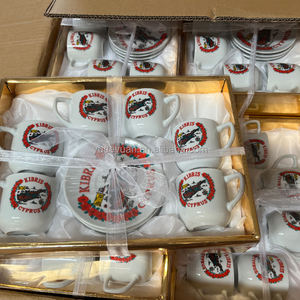 Commercio all'ingrosso porcellana bianca personalizzata stile turco cipro dipinto a mano tazze da caffè personalizzato 90CC tazza da tè <span class=keywords><strong>e</strong></span> piattino Set - Product Image 2