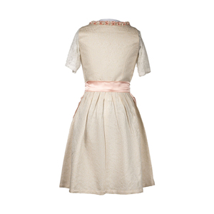 <b>Women</b> Traditional Dirndl <b>Dress</b> Floral Embroidery A-Line Midi Length Criss-Cross Neckline Short Sleeve <b>Vintage</b> Style - Product Image 2