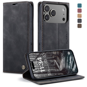 Étui portefeuille à rabat <span class=keywords><strong>Caseme</strong></span> pour <span class=keywords><strong>iPhone</strong></span> 17 Pro Max Air 16 15 Pro 14 Plus 13 12 11 XS Max <span class=keywords><strong>XR</strong></span> X 7 8 Plus avec béquille en cuir PU - Product Image 1