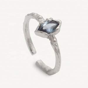 Anello di nozze 925 in argento Sterling rodiato acquamarina zirconio solitario - Product Image 1