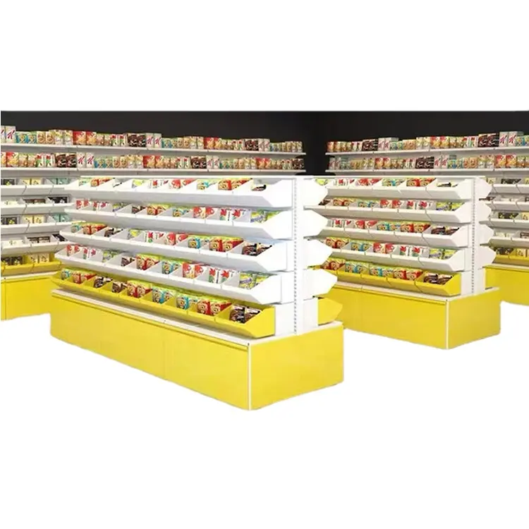 High Quality Yellow Plastics Supermarket Sweets Candy Shelves For Retail Store