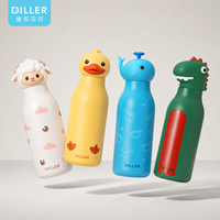 Botol minum vakum isolasi stainless steel untuk anak-anak, anti bocor, bebas BPA, bergambar kartun hewan lucu