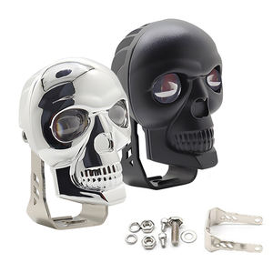 Phare LED de moto 3 pouces, design crâne, 40W 12V 5000 Lumens, ampoule H4, montage universel, lumière de travail bicolore blanc/jaune - Product Image 2