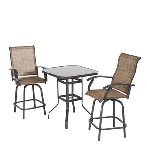 Allwetter Outdoor Bar Höhe Bistro Esstisch und Stühle Metall möbel Set