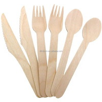 Couteau à steak en bois de bouleau naturel biodégradable de haute qualité, 6,3 pouces (16 cm), écologique, jetable, pour le camping