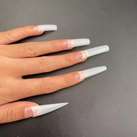 550 Uñas Postizas Naturales de Ataúd Cuadradas Stiletto, de Media Cobertura, Largas, de Gel Suave Acrílico, de Presión