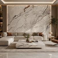 Table à manger moderne personnalisée pour l'intérieur et l'extérieur, panneau mural en pierre frittée avec aspect marbre, grande dalle artificielle pour les murs extérieurs