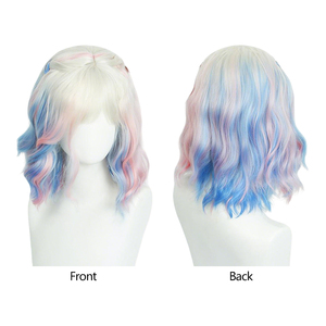 Perruque Courte Ondulée Bob Ombrée Bleu <span class=keywords><strong>Rose</strong></span> pour Cosplay de la Personnage Enid Sinclair de la Série TV Wednesday - Vente Flash - Product Image 3