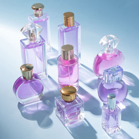 Flacon de parfum en verre bleu de luxe, différentes tailles et formes, vide, rechargeable, flacon de parfum pour homme avec bouchon en aluminium argenté