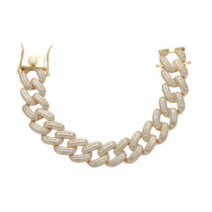 Pulsera de Cadena Cubana de 20 mm, Cadena Cubana de Cobre de Alta Resistencia con Incrustaciones de Zirconio para Hombre, Collar de Moda Tanjing Lijing - Product Image 3