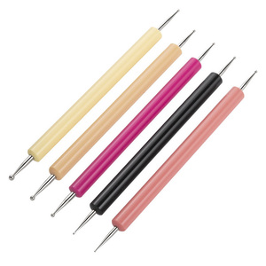 Wellflyer พู่กันทาสีเล็บ5ชิ้น, เครื่องมือทำจุดคริสตัลหัวสองชั้นไนลอนปากกาพลอยเทียม <span class=keywords><strong>NABR</strong></span>-058ขายดี - Product Image 1