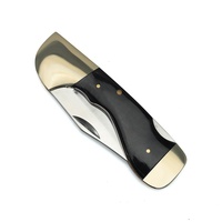 Couteau de camping pliant artisanal avec lame miroir, manche en corne de cerf, couteau de survie et d'autodéfense pour cadeau