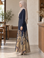 Ensemble robe et jupe à motifs élégants AW0293, vêtements musulmans islamiques haut de gamme, hijabs, style décontracté, pour tous les jours