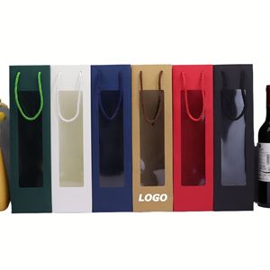 Kraft Paper Wine Gift <b>Bag</b> with Handles, Custom Logo Printed Bottle Paper <b>Bag</b> for Christmas Wine and Promotional Packaging - Product Image 1