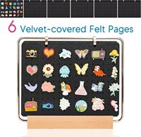 Album de rangement vertical A5 personnalisé en feutre pour badges, boutons, épingles et pièces de monnaie, avec support et 2 anneaux