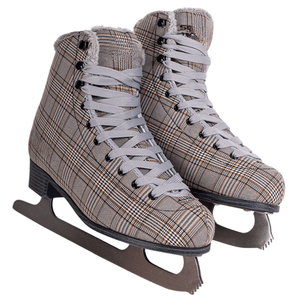 Patins à glace irisés avec lacets marron et lames métalliques pour usage en salle - Product Image 2