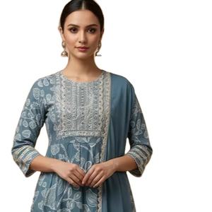 Nouvel ensemble ethnique 3 pièces pour femme en rayonne, idéal pour mariage et soirée, fabriqué avec des matériaux recyclés LDP - Product Image 1