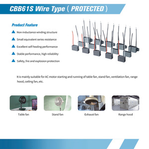 Condensateurs universels de démarrage de moteur à courant alternatif <span class=keywords><strong>CBB61</strong></span> 450V <span class=keywords><strong>1uf</strong></span> 50/60Hz 40 85 21 pour climatiseur cvc - Product Image 5