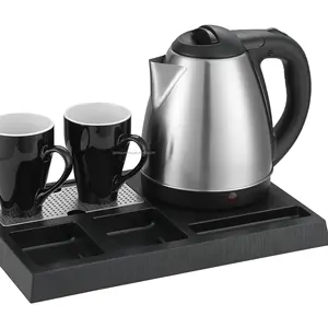 Hotel Used Welcome Electrical Tea Set With 1.2L Stainless Kettle And 2 In 1 Tea Tray