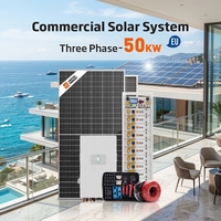 Sistema fotovoltaico comercial de 50 kW con paquete de baterías de 100 kWh e inversor híbrido trifásico para almacenes y centros comerciales