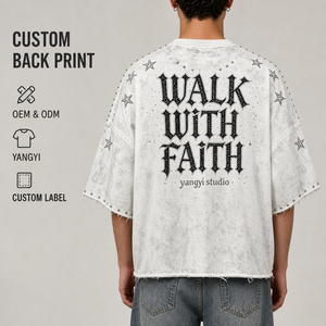 T-shirt da uomo con spalle scese, vintage, lavaggio acido, vestibilità ampia, stampa DTG e serigrafia, in <span class=keywords><strong>cotone</strong></span> Pima biologico pettinato mercerizzato, neutra per stampa - Product Image 3