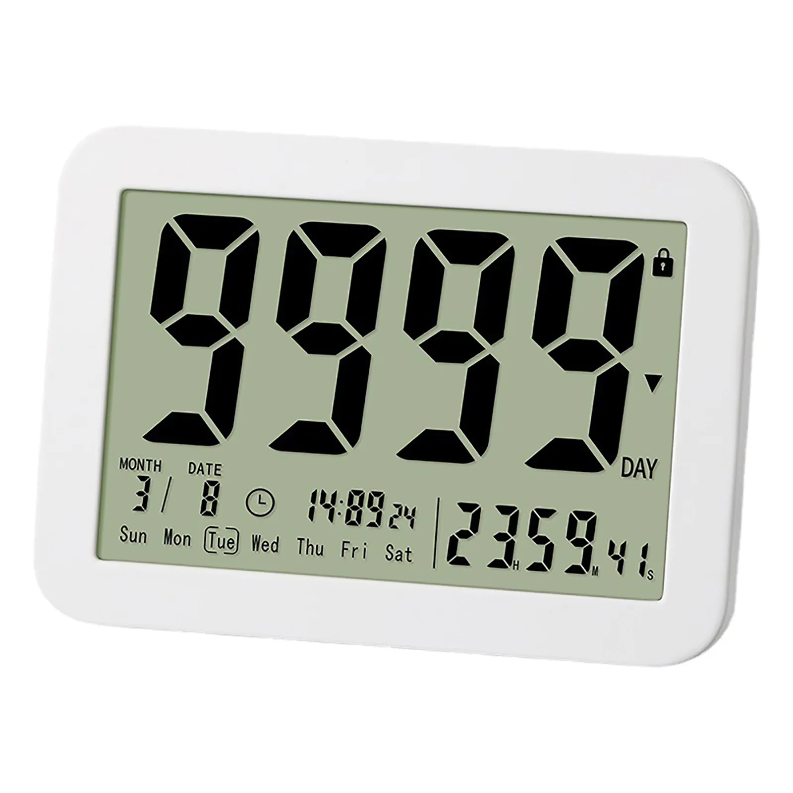 Elektronischer Countdown-Timer Digitaler Küchen timer Kochen Lernen Stoppuhr Wecker mit Kalender 12/24h 9999 Tage Timer