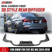 Extension de diffuseur arrière en fibre de carbone véritable ZESON style 3D pour BMW M3 F80 M4 F82 F83 2014-2018