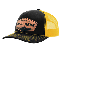 Gorra trucker de 5 paneles, gorra de malla con visera curva, fabricada en Vietnam, para hombre y mujer, con parche de cuero y logotipo personalizado. - Product Image 1