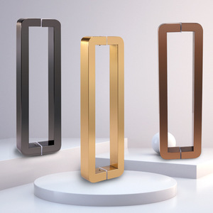 Puerta de vidrio electrochapada en acero inoxidable, tubo cuadrado engrosado en titanio dorado, manija en forma de rosa, KTV, moderno y sencillo - Product Image 2
