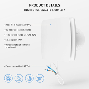 Ventilateur axial silencieux à faible consommation <span class=keywords><strong>d</strong></span>'énergie en plastique pour la cuisine, la <span class=keywords><strong>salle</strong></span> <span class=keywords><strong>de</strong></span> <span class=keywords><strong>bain</strong></span>, les toilettes, montage mural ou au plafond - Product Image 4