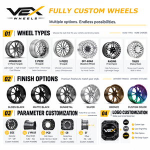 Rines de Aluminio Forjado <span class=keywords><strong>VEX</strong></span> Personalizados 6061 T6 de 17, 18 y 20 Pulgadas 6x139.7 en Negro Brillante para Toyota Tacoma, 4Runner y Tundra - Product Image 5