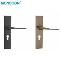 Poignée de porte moderne MONSOON en acier inoxydable, alliage de zinc, finition anodisée en aluminium, facile à installer, pour chambre à coucher et cuisine