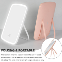 Miroir de maquillage LED pliable avec support pour iPad et porte-livres, contrôle tactile à 3 couleurs réglables, miroir de toilette portable en ABS pour les voyages
