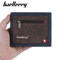 Baellerry dompet bisnis multifungsi pria, dompet Mini ramping kulit Pu Retro dengan saku koin