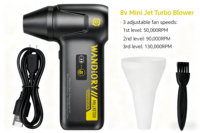 Souffleur d'air comprimé rechargeable jusqu'à 165 mph 300 000 tr/min, mini ventilateur turbo et aspirateur avec moteur sans balais