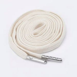 Lacets plats tressés 100 % coton de haute qualité avec embouts en métal or, argent, noir et cuivre pour lacets de chaussures et cordons de sweat-shirt - Product Image 2
