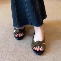 Sandales ouvertes confortables à talon bas, style rétro minimaliste et tendance, bout rond, nouvelle collection été