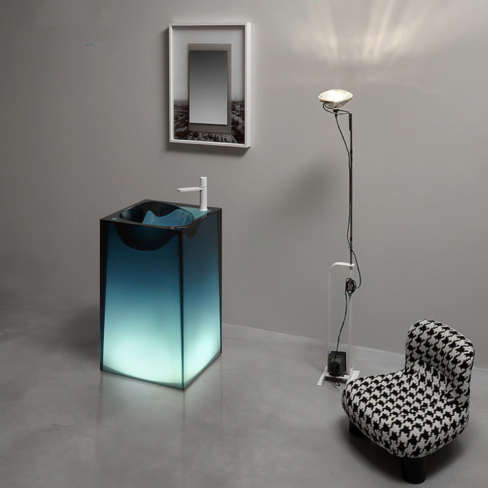 Modern Design Clear Transparent Pedestal Sinks Freestanding Basin With ...