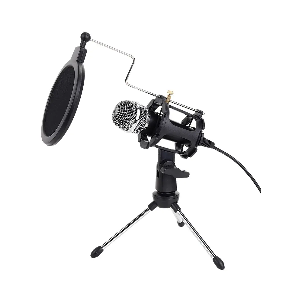 Mini Microphone Kit, Including Tabletop Tripod, Shock Mount, Filter, Mic Cover and Adapter Cable