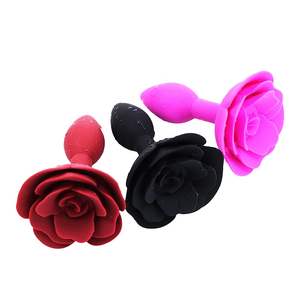 Plug Anal en forme de fleur de rose Plug Anal en Silicone souple Rouge Noir Rose Violet Rose Sex Toys Anal - Product Image 4