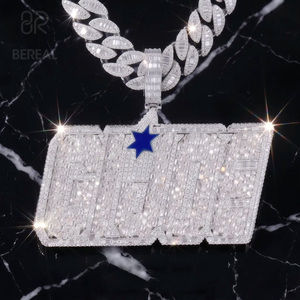 Custom VVS Moissanite Iced Out <b>Name</b> Pendant Hot Selling Baguette Diamond Hip Hop Style 12K 14K 18K <b>Chain</b> Pendant Bling Jewely - Product Image 1