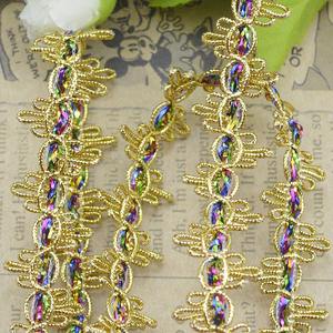 Deepeel ZK508 2.1 centimetri FAI DA TE Accessori di Abbigliamento Tessile Abbigliamento <span class=keywords><strong>Bordo</strong></span> Curvo Cucire Tessitura Trim Nastro Oro Argento Curva Dell'onda Del Merletto - Product Image 3