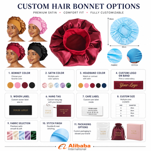 <span class=keywords><strong>Bonnet</strong></span> de <span class=keywords><strong>nuit</strong></span> en satin de soie pour femme avec large bande élastique, personnalisable avec logo, idéal pour la chimiothérapie, vente en gros - Product Image 5