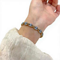 Bracelet rond émaillé de style rétro pour femmes, bracelet ouvert haut de gamme en acier inoxydable, vente en gros d'usine